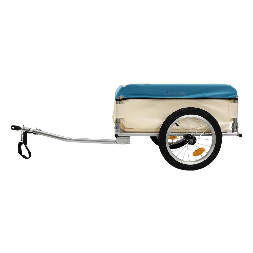 Bike Trailer Foldable Bicycle Trailer with Detached Cover Aluminum Anti-Rust Steel Frame and Universal Trailer Hitch Bike Cargo Trailer for Moving Houses, Camping and Shopping