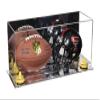Better Display Cases Acrylic Mini - Miniature (not Full Size) Football and Helmet Display Case with Mirror Case, Yellow Risers and Mirror Base (B46/A019) view 1