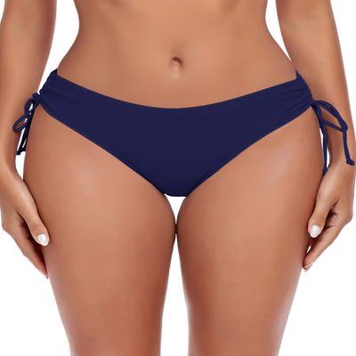 Ocean Blues Women's Navy Blue Mid Waisted Bikini Bottom Drawstring Bathing Suit Size XX-Large