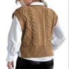 Sweater Vest for Women V Neck Sleeveless Knit Solid Casual Ribbed Preppy Pullover Tops Khaki XL view 4