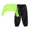Moggemol Girls Dance Outfits Cropped Hoodie Tank Tops Jogger Pants Set Hip Hop Jazz Street Dancing Clothes C#Fluorescent04 16 Years view 1
