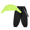 Moggemol Girls Dance Outfits Cropped Hoodie Tank Tops Jogger Pants Set Hip Hop Jazz Street Dancing Clothes C#Fluorescent04 16 Years view 2
