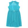 JEATHA Girls Lyrical Dance Dress Figure Skating Rhinestones Sleeveless High-Low Tulle Skirt Leotard Dancewear Turquoise 14 Years view 3
