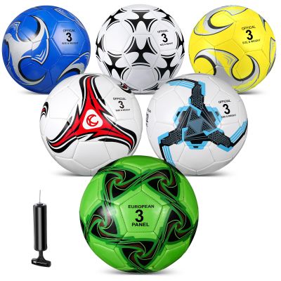 Jenaai 6 Pcs Soccer Ball Bulk with Pump, Official Size 3 4 5 Outside Sport Soccer Ball Machine Stitched for Game Training Practice(Stylish,Size 3)