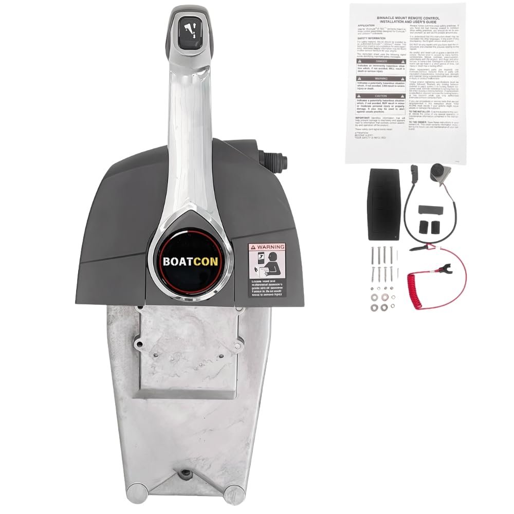 BOATCON Single Lever Binnacle Remote Control Box 5006186 Top Mount For Johnson Evinrude OMC BRP Outboard Engine With Key Switch Push To Open