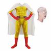 QAHEART Saitam Jumpsuit Superhero Bodysuit Muscles Halloween Cosplay Costume Outfit One-piece Suit with Cape Headgear view 1