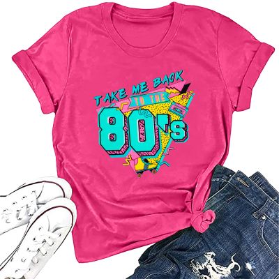 80s Outfit for Women Take Me Back to The 80's Shirt 80s Shirts Vintage Neon 80s Costumes for Birthday Theme Party Gift