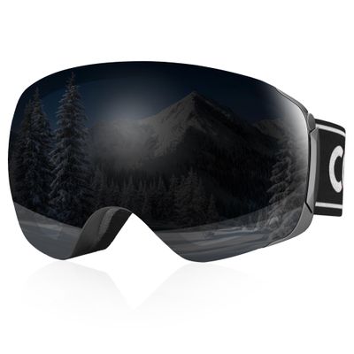 COOLOO Snow/Ski Goggles, Snowboard Goggles for Men Women Youth -OTG, Magnetic Lens Frameless Anti Fog 100% UV Protection