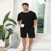 EISHOPEER Pajamas 2 Piece Lounge Sets Ribbed Knit Matching Outfits T-Shirt and Shorts Sleepwear Loungewear Summer Sweatsuits Black Medium view 2