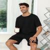 EISHOPEER Pajamas 2 Piece Lounge Sets Ribbed Knit Matching Outfits T-Shirt and Shorts Sleepwear Loungewear Summer Sweatsuits Black Medium view 4