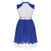 iiniim Women's Sleeveless Liturgical Praise Dance Color Block Irregular Hem Lyrical Worship Dance Dress Royal Blue&White Small view 4