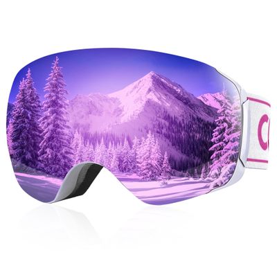 COOLOO Snow/Ski Goggles, Snowboard Goggles for Men Women Youth -OTG, Magnetic Lens Frameless Anti Fog 100% UV Protection