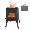 Upgraded Small Camp Wood Stove with Carrying Case, 13.8inch Black Woodstove Portable Camping Stove, Durable Iron Wood Burning Stoves for Outdoor, Fishing, Backpacking and Cooking view 2
