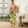 visesunny Men's Pajama Bottoms Cotton Lightweight Gold Peacock Casual Lounge Pants with Pockets Soft Sleep Pj for Men view 2