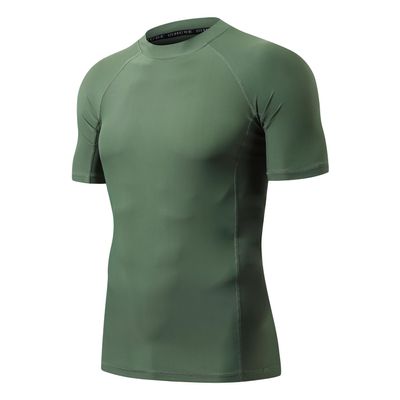 Men's Short Sleeve UPF 50+ Baselayer Skins Performance Fit Compression Rash Guard Logo Green M