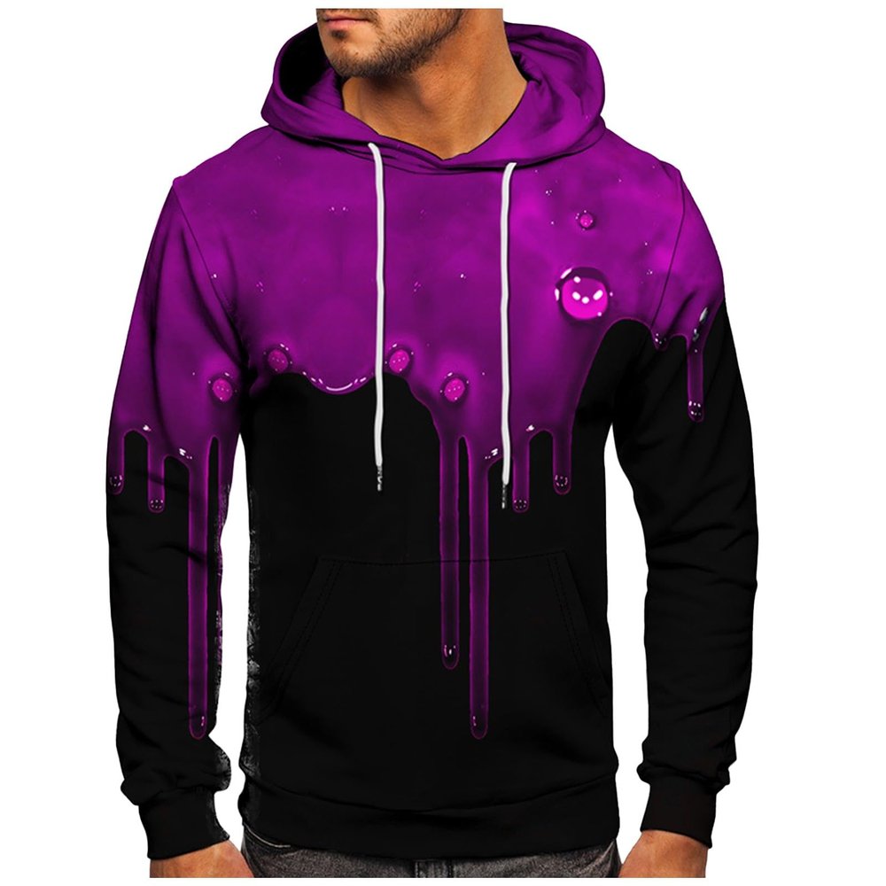 Ymosrh Black Hoodie Men, Graphic Print Long Sleeve Drawstring Hoodie Pullover Sweatshirt with Streetwear Hoodie Sweaters for Men Hoodie Sudadera Con Capucha para Hombre Hoodie Sweaters (4XL, Pink)