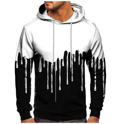 Ymosrh Men's Graphic Print Long Sleeve Drawstring Hoodie Pullover Sweatshirt with Sueter para Hombres Fleece Hoodie (3XL, White)