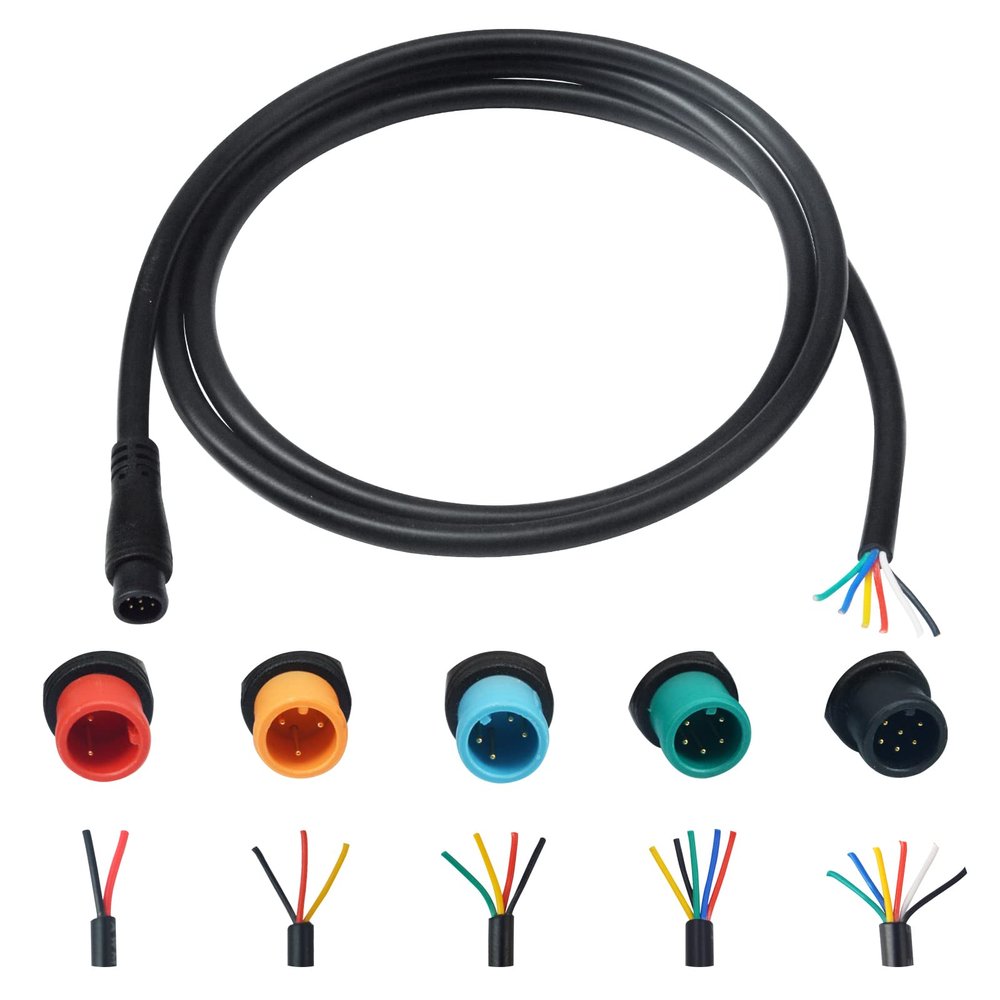 EDENCOMERS Ebike Extension Cable 2pin/3pin/4pin/5pin/6Pin Male/Female Line with Waterproof Plug Single Connector for DIY Electric Bicycle Display Ebrake Throttle Light Ebike Parts