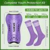 Chuarry 2 Set Soccer Shin Guards for Girls with Socks Toddler Shin Pads Football Kids Sport Protection Lightweight Gear Leg Protection for 3-15 Girls Boys Children Teens(S,Purple, Rose Red) view 2
