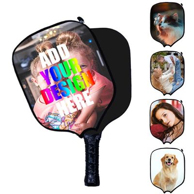 Custom Pickleballs Paddle Cover Personalized Racquet Cover Sleeve Add Your Image Photo Logo Fits Most Rackets Black
