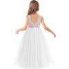1st Communion Dress: Kids Girl Toddler Full-Length Straight Tulle Tutu Lace Back Wedding Guest Party Fairy Flower Girl Dress Daddy Daughter Dance Evening Princess Angel Ball Gown White 13-14 Years view 1