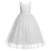 1st Communion Dress: Kids Girl Toddler Full-Length Straight Tulle Tutu Lace Back Wedding Guest Party Fairy Flower Girl Dress Daddy Daughter Dance Evening Princess Angel Ball Gown White 13-14 Years view 2