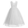1st Communion Dress: Kids Girl Toddler Full-Length Straight Tulle Tutu Lace Back Wedding Guest Party Fairy Flower Girl Dress Daddy Daughter Dance Evening Princess Angel Ball Gown White 13-14 Years view 4