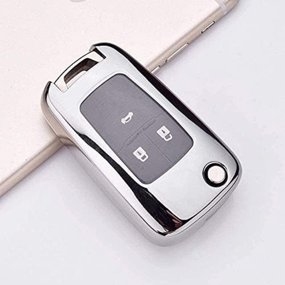 BIVVI TPU Silicone Car Key Shell Case,for Vauxhall for Opel Astra Insignia Vectra Corsa Zafira Meriva Mokka,Silver