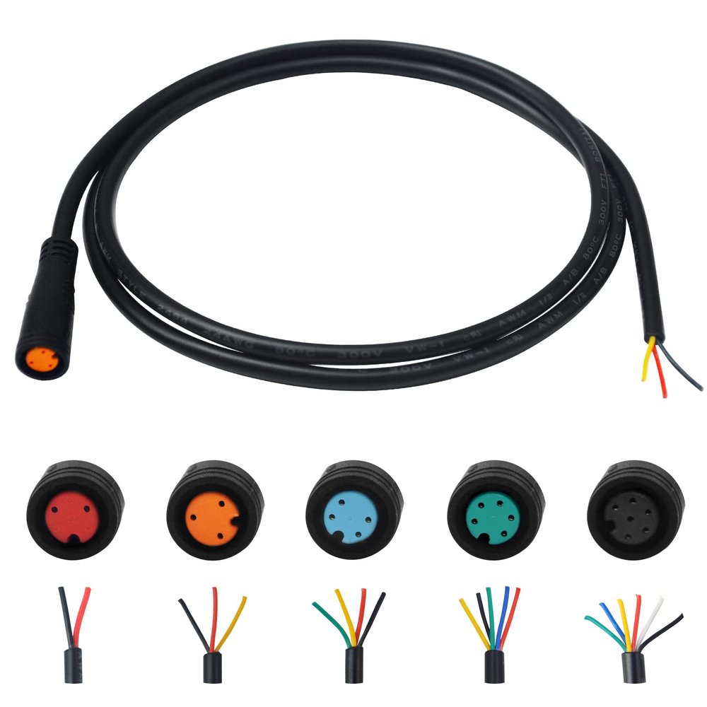EDENCOMERS Ebike Extension Cable 2pin/3pin/4pin/5pin/6Pin Male/Female Line with Waterproof Plug Single Connector for DIY Electric Bicycle Display Ebrake Throttle Light Ebike Parts