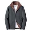Winter Men's Thickened Long Sleeve Jacket Composite Warm Coat Turtleneck Pullover Sweater for Men Casual Black Big Cardigan (L, Gray) view 4