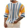 Mens Sweater, Men's Summer Round Neck Medium Sleeved Sweater Striped Knit Men Chunky Sweater Big and Tall Pullover Sweaters for Zip Knitted Sweaters Fashion Sweatshirts Sweaters (L, White) view 1
