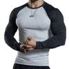 BaMfy compression shirt Men's tight fitting shirt, long sleeved base shirt, sports training shirt, fitness shirt(A4,Large) view 1