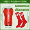 Chuarry 2 Set Soccer Shin Guards for Girls with Socks Toddler Shin Pads Football Kids Sport Protection Lightweight Gear Leg Protection for 3-15 Girls Boys Children Teens(S,Blue, Red) view 2