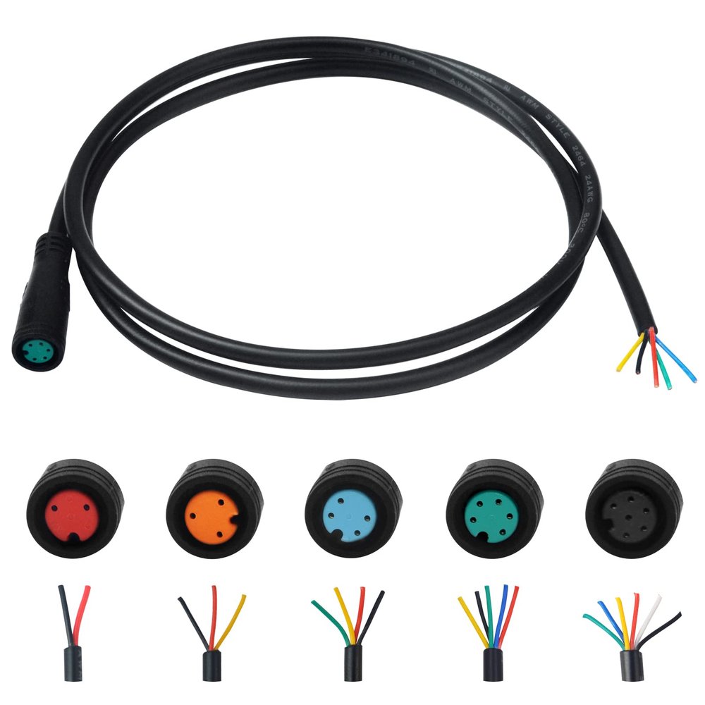 EDENCOMERS Ebike Extension Cable 2pin/3pin/4pin/5pin/6Pin Male/Female Line with Waterproof Plug Single Connector for DIY Electric Bicycle Display Ebrake Throttle Light Ebike Parts