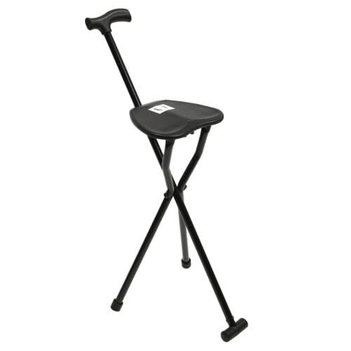 220Lbs Folding Walking Seat Stick Portable Travel Cane Hiking Chair Stool Tripod With Heavy Duty Adjustable Elders Multifunctional Crutch 2In1 Foldable For Camp Care Disabled Canes Adjustment Crutches