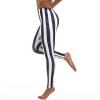 Black and White Striped Pants for Women: Adult Girls High Waisted Vertical Striped Print Tights Leggings Stretchy Bottoms Trousers Rave Outfit Black + White 2XL view 3