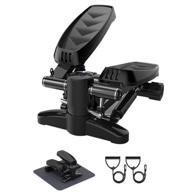 AYGJKIE Stair Stepper for Exercise, Mini Steppers with Resistance Band, Hydraulic Fitness Stepper Exercise Home Workout Equipment for Full Body Workout, 330lbs Weight Capacity (Color : Black, Size :