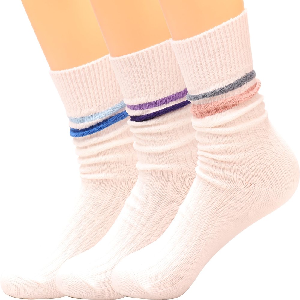 3 Pairs Women Winter Wool Cable Knit Crew Knee High Boot Socks,Size 5-11#W919 (Polyester Blend, Color D19)