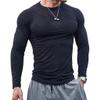 BaMfy compression shirt Men's tight fitting shirt, long sleeved base shirt, sports training shirt, fitness shirt (Color : A1, Size : XX-Large) view 1