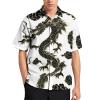 EdNeY Black White Chinese Dragon Men's Casual Short Sleeve Button Down Hawaiian Shirts Regular Fit Beach Bowling Shirts with Front Pocket,Size 2XL view 1