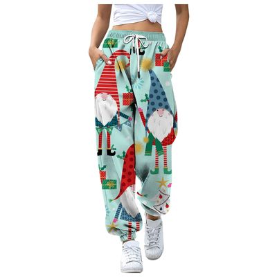 ZYXTIM Womens Cotton Joggers with Pockets Casual Xmas Printed Ladies High Waist Warm Bottoming Pants Womens Sports Clothing for Running Yoga Cycling