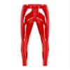 Miutii Men's Faux Leather Wet Look Biker Pants Elastic Waist Skinny Straight Leg Pants Leggings Red Medium view 3