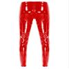 Miutii Men's Faux Leather Wet Look Biker Pants Elastic Waist Skinny Straight Leg Pants Leggings Red Medium view 4