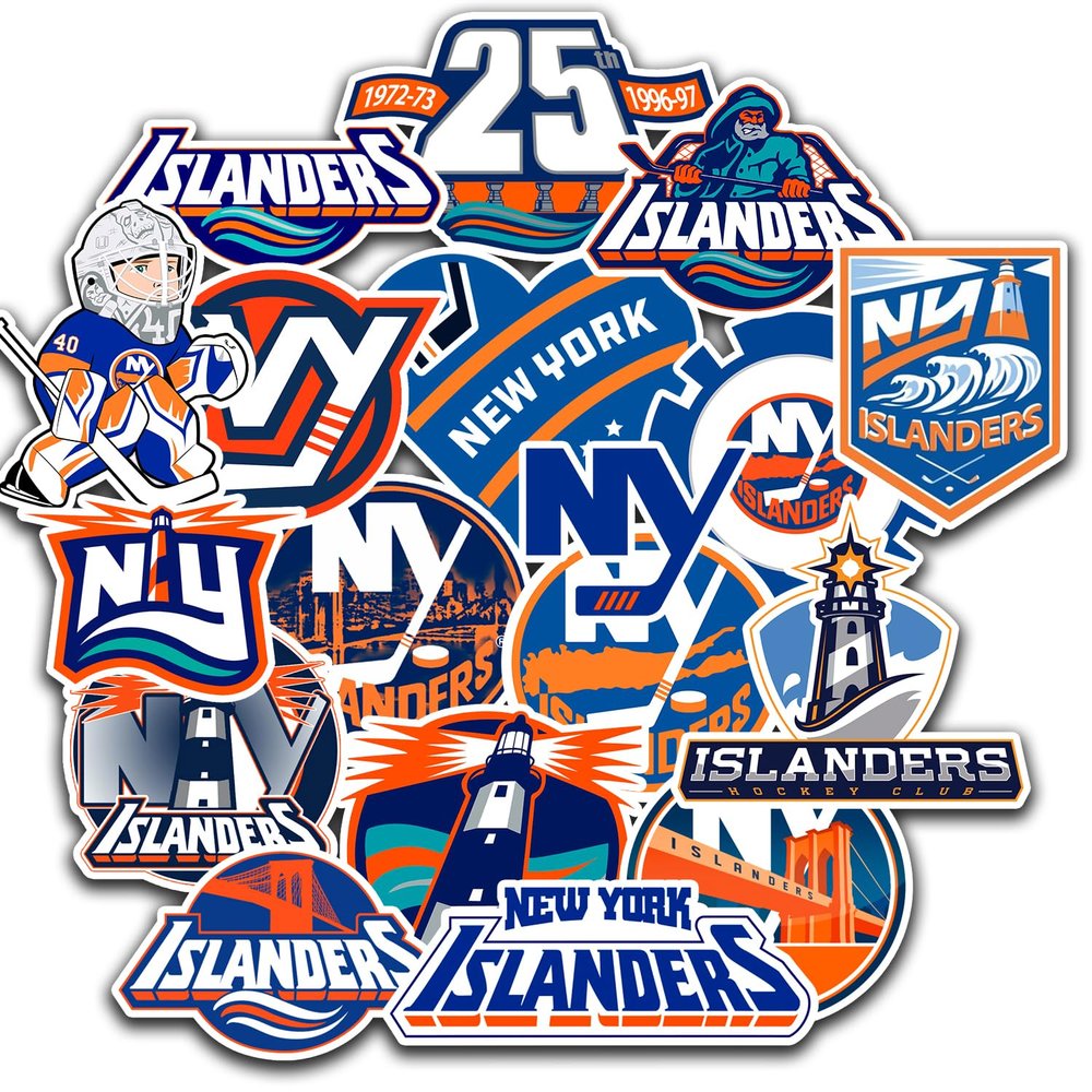 25 PCS New York American Islanders Hockey Stickers for Water Bottle, Laptop, Bicycle, Computer, Motorcycle, Travel Case, Car Decal Decoration Sticker
