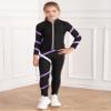 Huimingda Kids Girls Figure Skating Training Suit Zipper Stand Collar Long Sleeve Jacket with Pants Sport Trakcsuit Light Purple 10 Years view 3