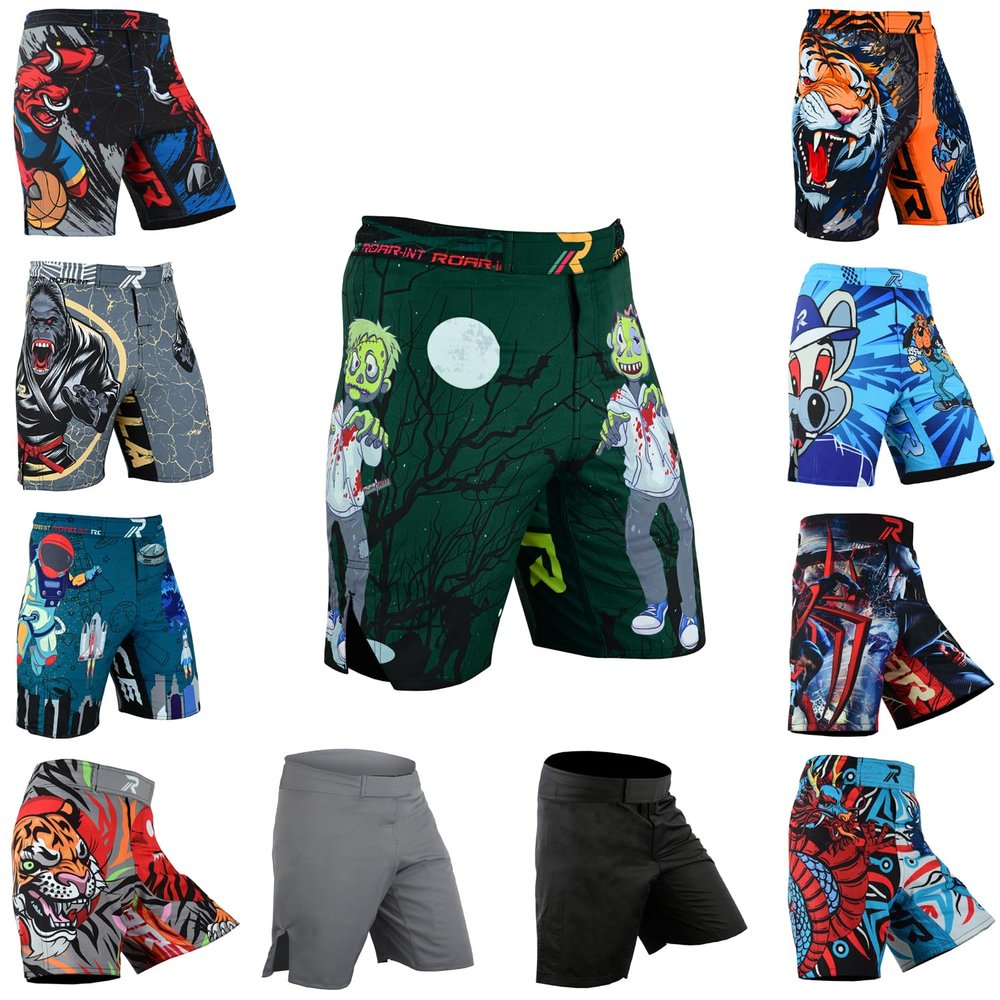Roar Kids Mixed Martial Arts MMA Shorts BJJ Cross Training Gym Boxing Grappling Kickboxing Muay Thai Workout Shorts (US, Alpha, X-Large, Regular, Zombie)