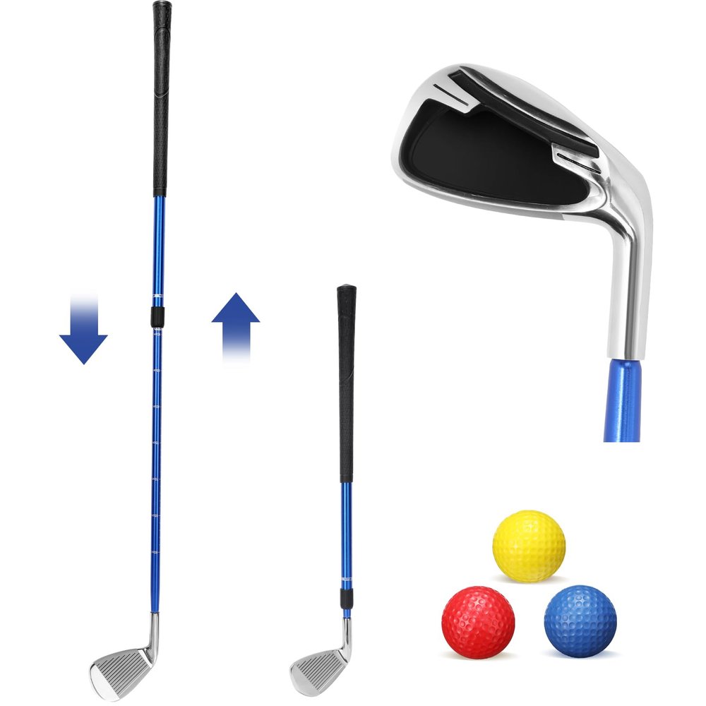 Leyndo Adjustable Length Golf Wedge for Bucket Backyard Activity 56 Degree Gap Wedge Sand Wedges Right Hand Adjustable Golfs Wedges with 3 Practice Balls