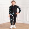 Huimingda Kids Girls Figure Skating Training Suit Zipper Stand Collar Long Sleeve Jacket with Pants Sport Trakcsuit Light Blue 8 Years view 4
