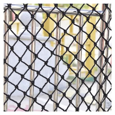 HJZALMI Polyester Sports Netting, Stair Balcony Protection Rope Net, Playground Fence Netting, Baseball Softball Backstop Nets, 8/10/12/15cm Mesh, 10mm Rope (Color : Black-mesh12cm, Size : 2x2m)