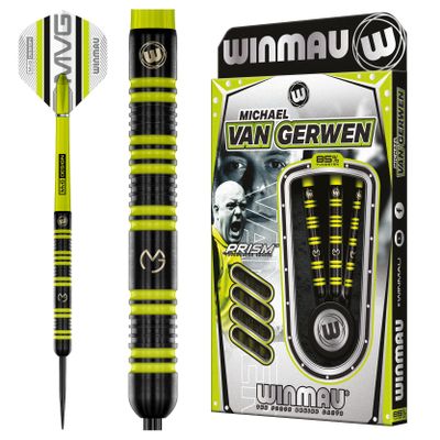 Winmau Michael Van Gerwen MvG 25 Gram 85% Professional Tungsten Darts Set with Flights and Stems (Shafts)